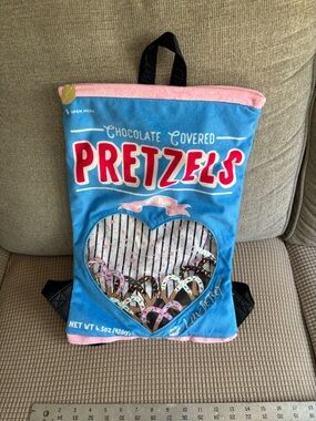 Luv Betsey Johnson Chocolate Covered Pretzels Backpack Bag Blue Pink  clear fun